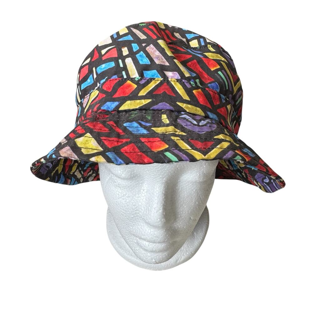 TWO MONKEYS Stained Glass Colorful Multicolor Bucket Hat Cap Lightweight Poly